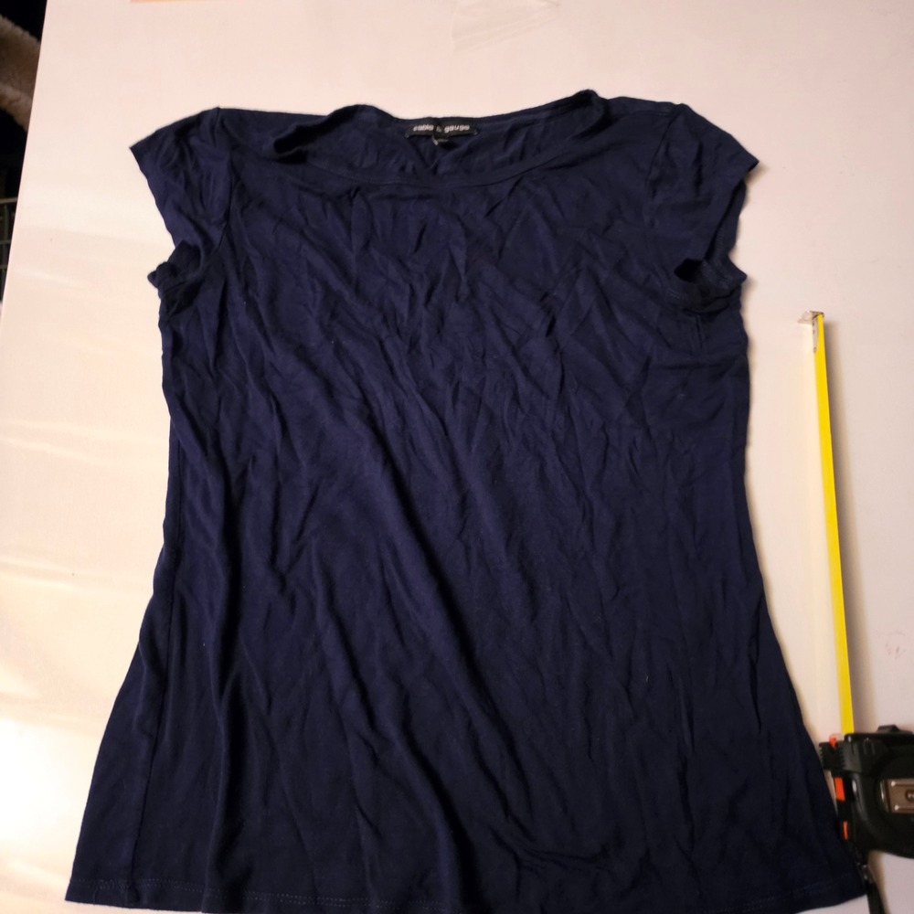 Cable & Gauge Womens Navy Blue Short Sleeve Scoop Neck T-Shirt Size M